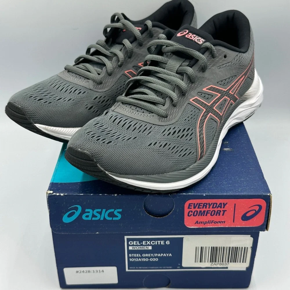ASICS‎ GEL-Excite 6 Shoes Running Steel Grey Papaya Women 9 Athleisure Run Core